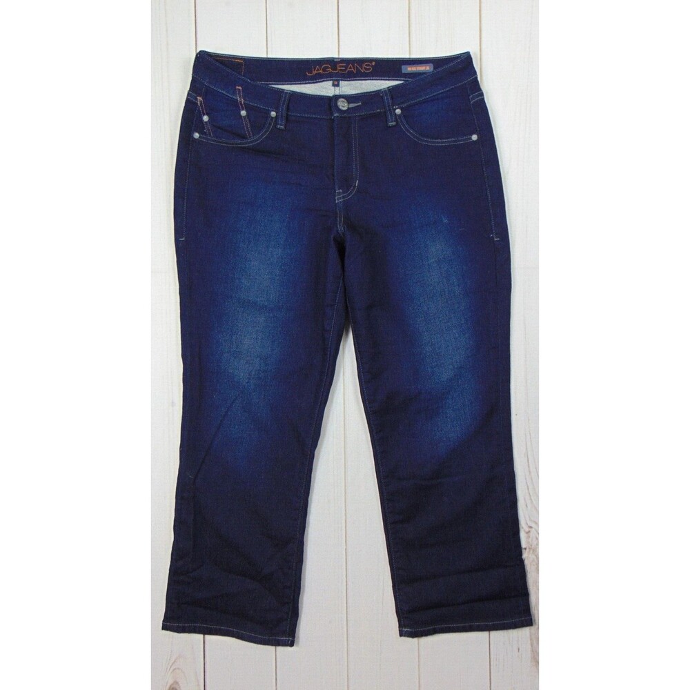 Jag Jeans Dark Wash Denim Size 14 Mid Rise Straight Leg Blue Women's Stretch